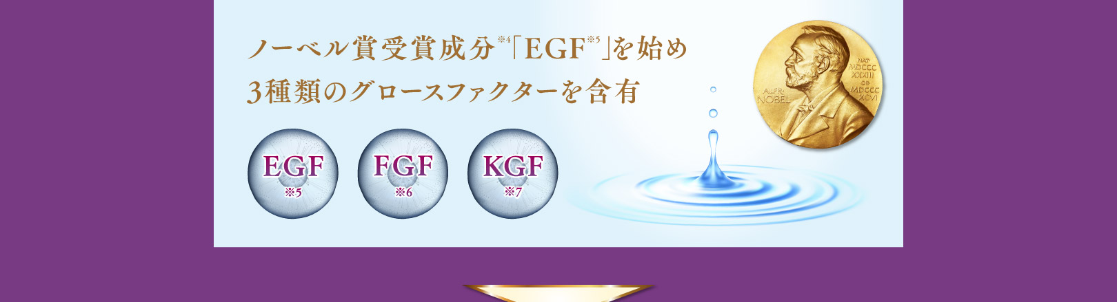 ノーベル賞受賞成分「EGF」を始め3種類のグロースファクターを含有