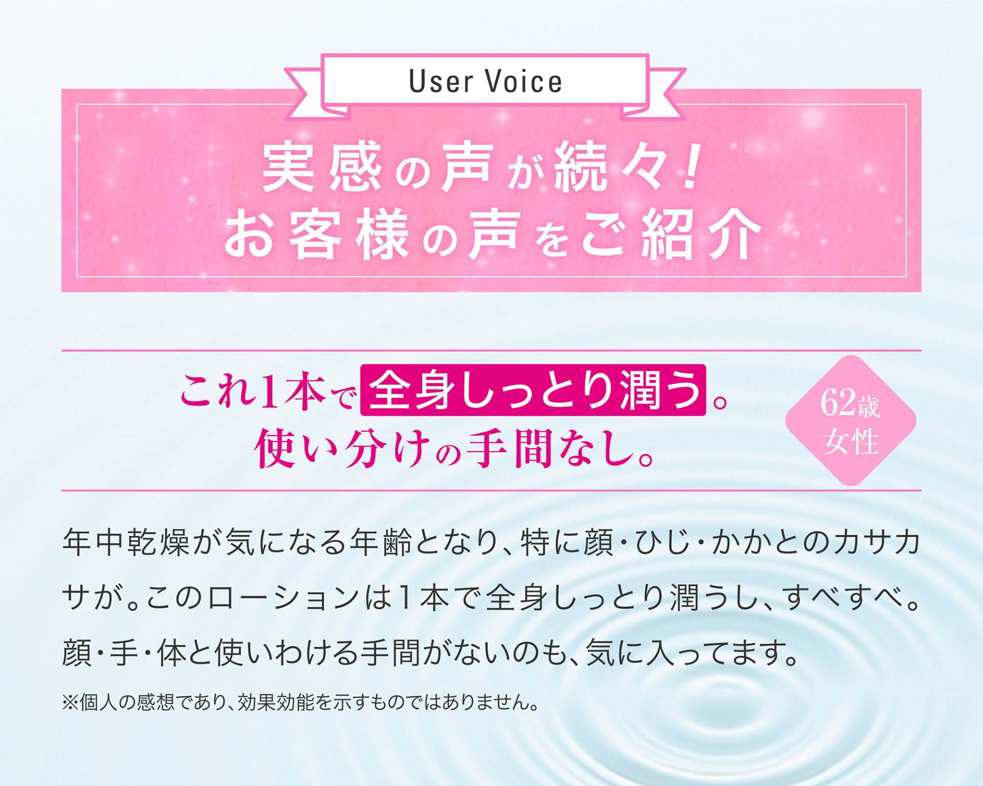 User Voice 実感の声が続々！お客様の声をご紹介