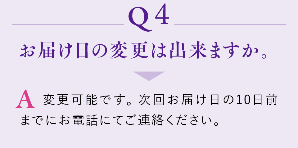 Q4 お届け日の変更は出来ますか。