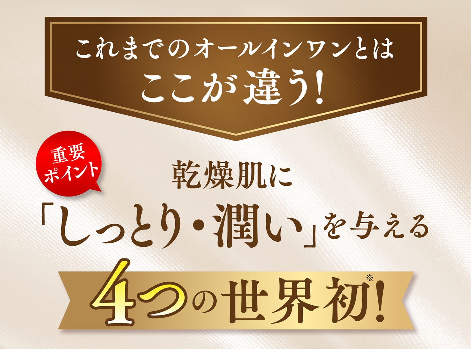 これまでのオールインワンとはここが違う！乾燥肌に「しっとり・潤い」を与える4つの世界初！